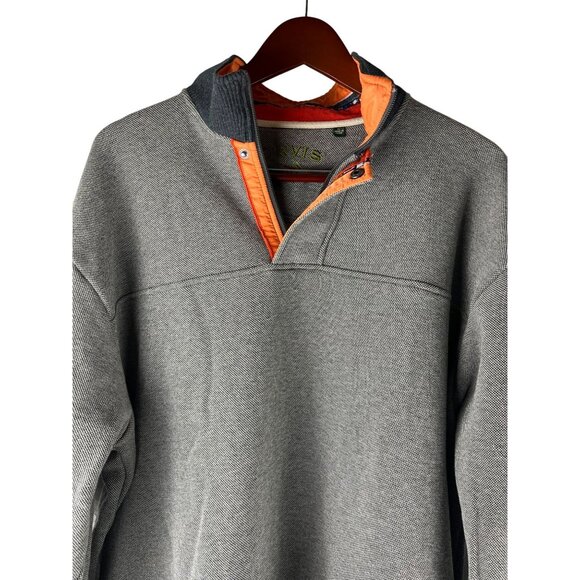 ORVIS Signature Quarter Zip Snap Grey Super Soft Pullover Top, Men's Size XL - Picture 2 of 9